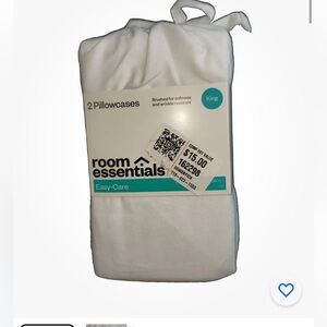 2 Pk Room Essentials King Pillow Case White Soft Wrinkle Resistant 20X40 (GK)